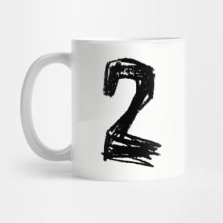 Handwritten Numeral: Two, Number 2 Mug